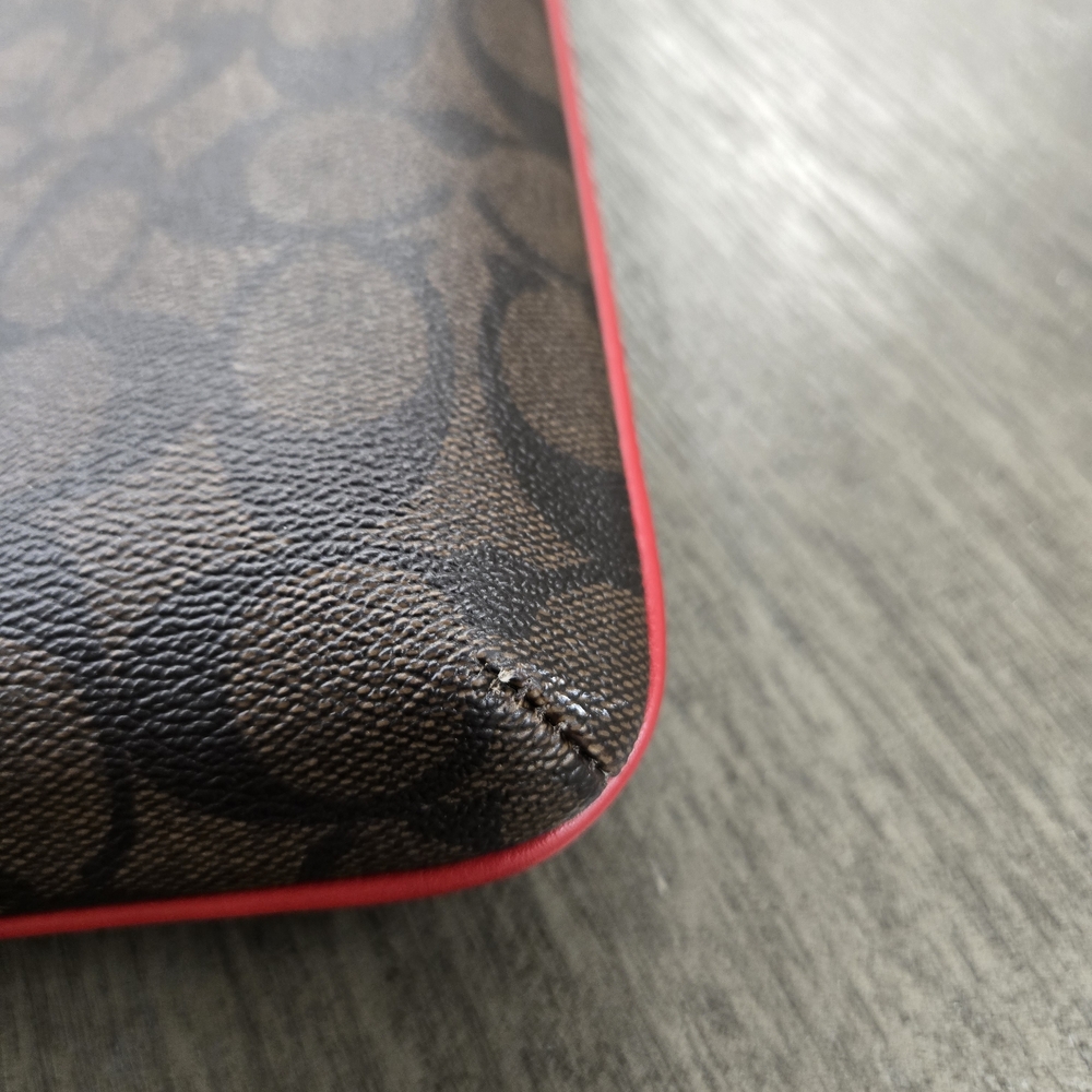 Coach Brown and Red Signature Crossbody Bag - Picture 8 of 11